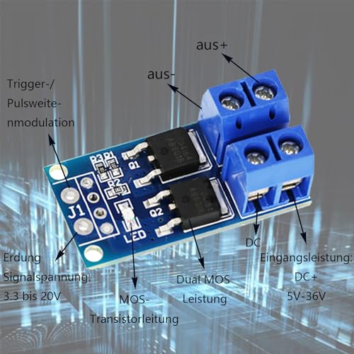 DC 5V-36V 400W FET Trigger Switch Drive Module Board Pack of 20 | Dual MOSFET Driver Module Dual High-Performance Switching Driver Module PWM Controller Switchboard Driver Module for Arduino