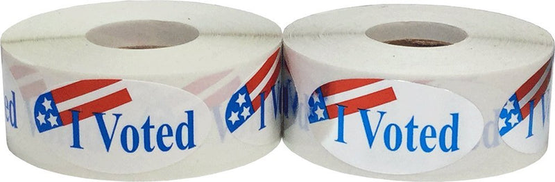 I Voted Stickers 2 x 1 Oval Shape Bulk Pack 500 Per Roll 1,000 Total Apparel Safe Adhesive Stickers