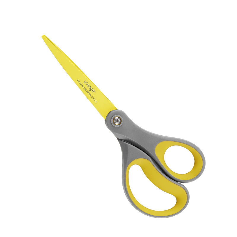 [Australia - AusPower] - LIVINGO 8" 2 Pack Scissors, Titanium Coated Sharp Stainless Steel Non-stick Scissors All Purpose, Comfort Grip Handles Shears for Office Home Supplies Crafting DIY Cutting Tape Adhesive General Use 2 Pack 8" Yellow/Grey 