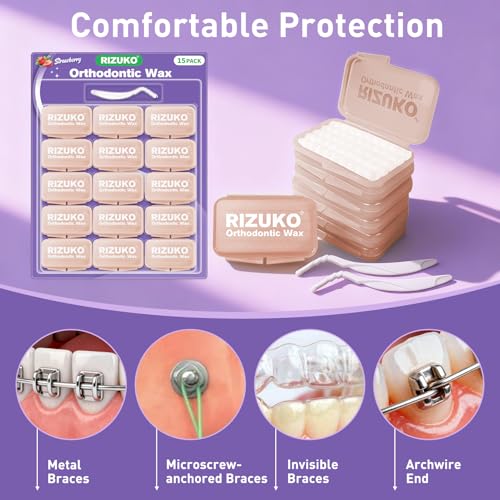 750 Pre Cut Wax Dots Individually Wrapped Strawberry Flavour | Food Grade, Superior Adhesion, 750 Precut Dots, 15 Packs, Hygienic Single, Strawberry with Scraper Set 750 Stücke White/Strawberry Flavour