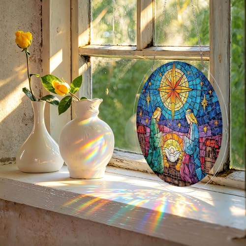Religious Jesus Nativity Scene Acrylic Suncatcher Puzzle Gift for Women Color 03