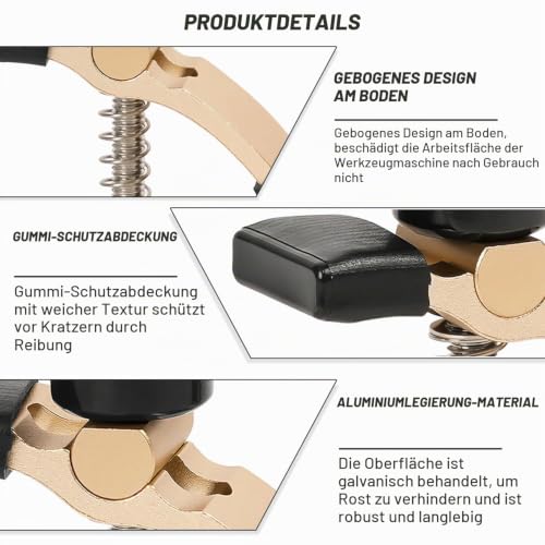 Pack of 2 T-groove hold-down brackets, electroplated treatment + rubber protective cover | Can press 45 mm thick objects, suitable for wood and metal processing (yellow + black) Yellow + Black
