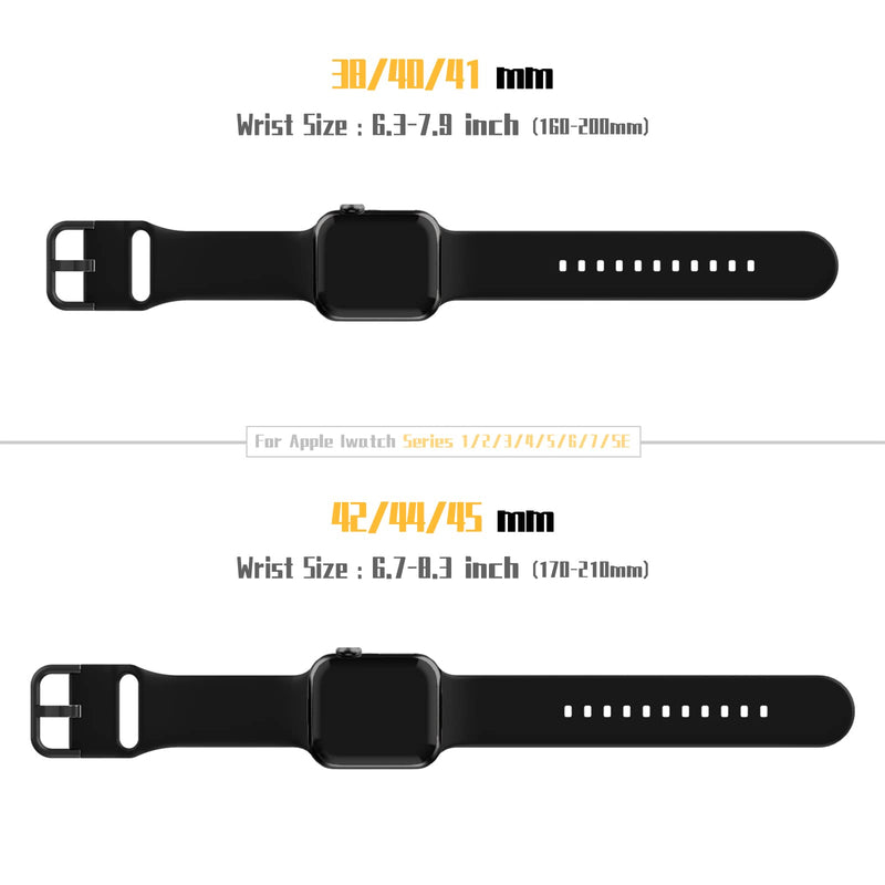 [Australia - AusPower] - Sport Band Compatible with Apple Watch Bands 49mm 45mm 44mm 42mm 41mm 40mm 38mm, Soft Silicone Wristband Replacement Strap with Classic Clasp for iWatch Series 9 Ultra SE 8 7 6 5 4 3 2 1 for Women Men Black 42mm/44mm/45mm/49mm 
