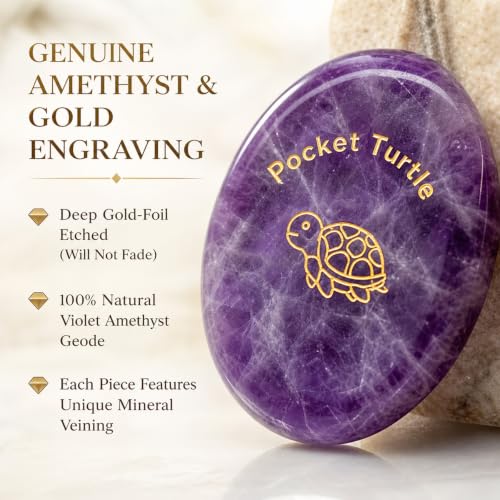 3PCS Crystal Turtle Gift, Tortoise Present with Card and Box, Purple