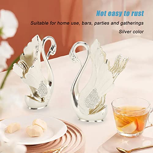 Elegant Swan Flatware Holder, Decorative Kitchen Organizer for Spoons, Forks, Coffee Stirrers, Dessert Utensils Spoon