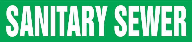 Accuform RPK623SSB Self-Stick "Sanitary Sewer" Pipe Marker for 1-1/2" to 2" OD Pipe, White on Green, 1-1/2" H x 8" W