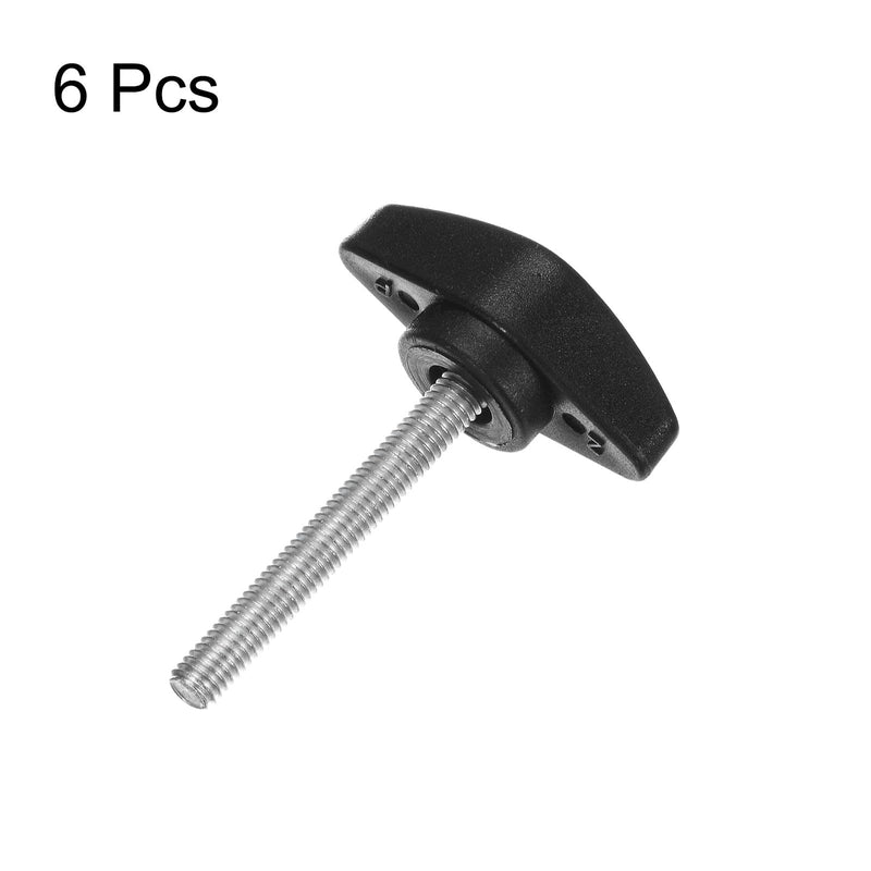[Australia - AusPower] - HARFINGTON 6pcs Tee Wing Knobs M5 x 35mm Metric Male Threaded Stud T Head Plastic Knob Handles Thumb Screws Hand Clamping Tightening Knob Grip Thumbscrew, Black M5 x 35mm x 36mm 