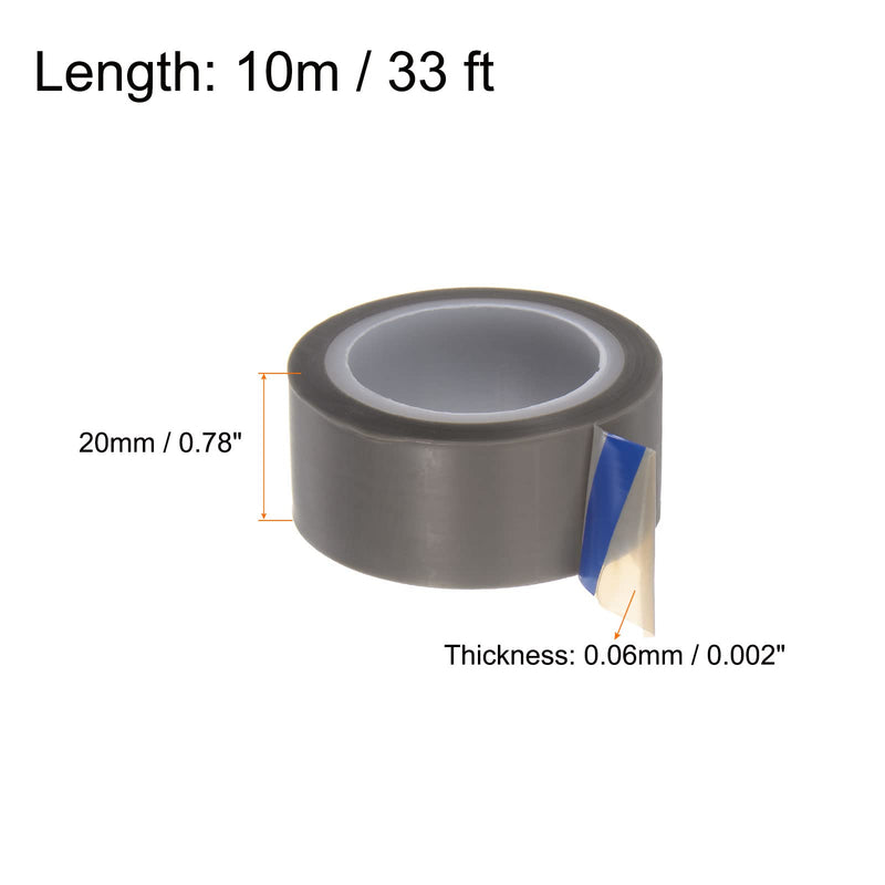 [Australia - AusPower] - HARFINGTON PTFE Film Tape Roll, 0.8" x 33 ft High Temperature Tape 0.06mm Thickness with Single Side Adhesive for Vacuum Sealer Machine, Hand Impulse Sealers, Gray 