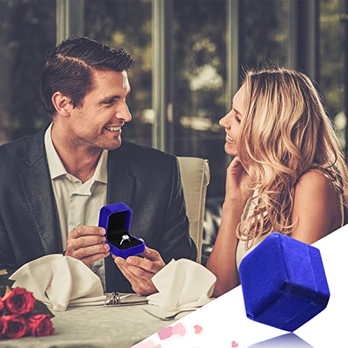 Junkin 24-pack blue velvet jewelry boxes for rings, ideal for wedding jewelry display, with soft cushioned interior and elegant design.