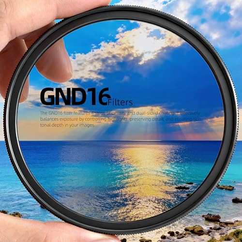 Walking Way 72mm GND16 Variable Filter 4 Stops Camera Lens Graduated Neutral Density Filters 30 Multi-Layer Coating Ultra-Slim HD Waterproof Scratch Oil Resistant Lens Filter, Aluminum Alloy Frame
