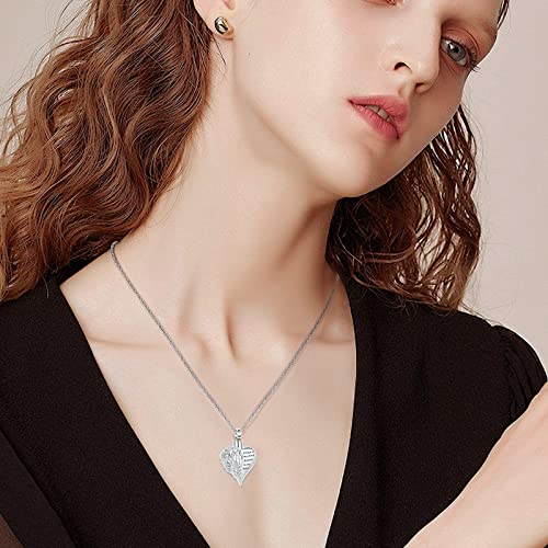 shajwo Cremation Jewelry Angel Wing Heart Urn Necklace for Ashes for Women Men Memorial Keepsake Human Pendant, Metal, stainless steel