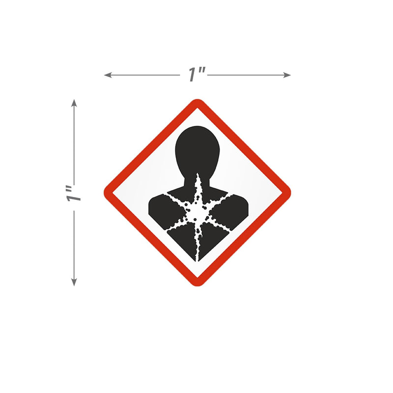 SmartSign (500/Roll) GHS Pictogram Health Hazard Labels for Specific Toxicity Hazard - 1" x 1" Square, 2.6 mil Thick Semi-Gloss Paper, Permanent Adhesive, Red/Black on White, Made in USA