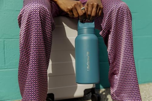 LifeStraw Go Series Insulated Steel Water Filter Bottle, 1 L, Polar White 34 Ounces