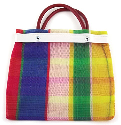24 Pcs Small Mexican Tote Mercado Bags 7.5 inch by 7.5 inch, Assorted Colors High Thread Mesh - Mini Mexican Mercado Candy Bags 24
