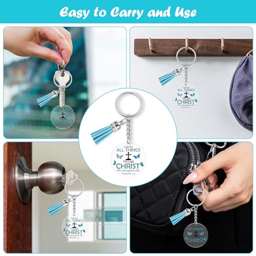 Christian Gifts for Women Men Inspirational Gift Acrylic Keyring Religious Spiritual Gift for Friends Daughter Son Sister Colleague Christian Faith Gifts Keychain Easter Prayer Christmas Graduation
