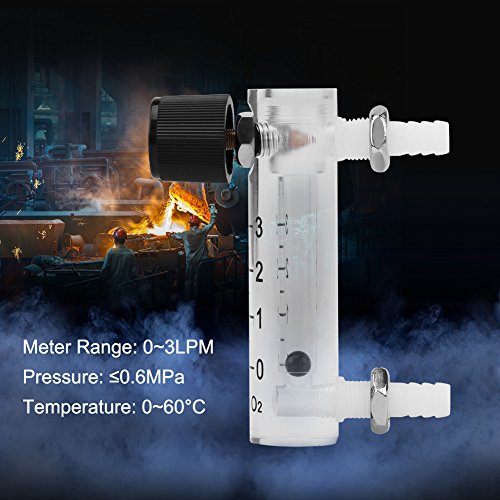 Gas Flow Meter, Gas Flowmeter 0-3LPM Flow Meter with Control Valve for Oxygen/Air/Gas etc., Pressure ≤ 0.6 MPa, with 8 mm Barb