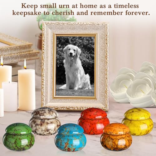 CHONOVO 6 Pack Mini Keepsake Urn for Human Ashe, 1.6" Ceramic Cremation Urn Ceramics 6 Pcs