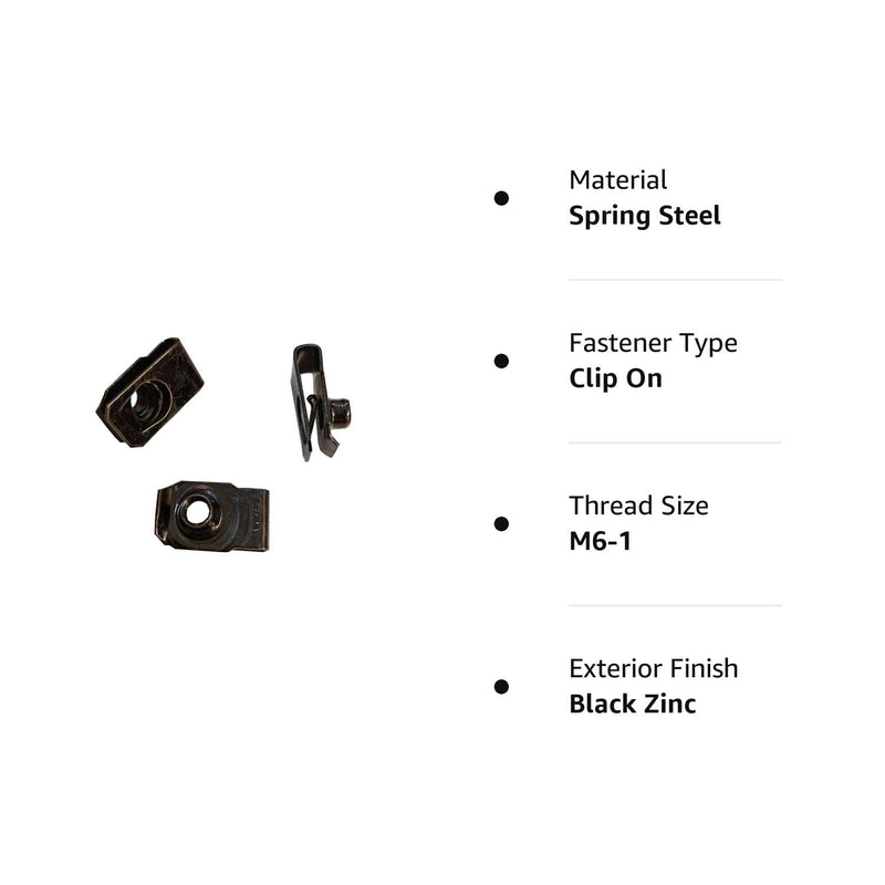 [Australia - AusPower] - Zhoushi World M6 U -Style Clip-On Nut,U-Type Fasteners (Pack of 30) Black 