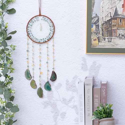 Crystals Tree of Life Dream Catchers,Crystal Gemstone Chakra Indoor Wall Hangings for Windows Garden Home Décor(Green Aventurine) Green Aventurine