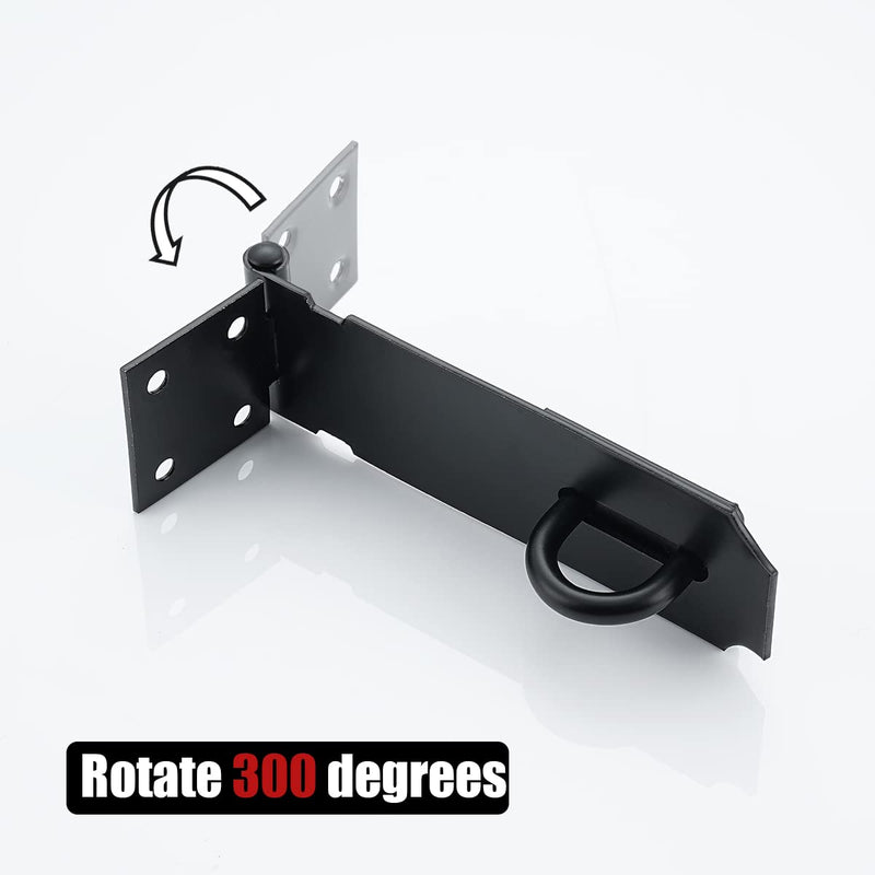 [Australia - AusPower] - JQK Door Hasp Latch Lock, 5 Inch 304 Stainless Steel Safety Packlock Clasp Thickness 1.9 mm, Matte Black 2 Pack, DL130-PB-P2 5Inch-Black 
