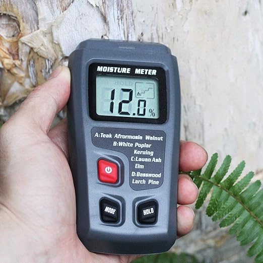 [Australia - AusPower] - BSIDE 2 Pins Wood Moisture Meter Handheld Timber Water Lumber Damp Humidity Firewood Detector Tester Backlit LCD Display Digital Moisture Meter With 4 modes and Data Hold 