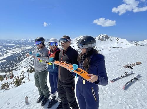 Collapsible and Portable Shot Ski Kit - 4-pack w/ carrying pack. Silicone cups with an adjustable strap that turn any object into a "shot ski"