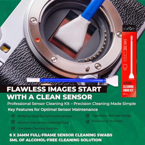 REFLEX CAMERA Professional Sensor Cleaning Kit, Alcohol-Free Solution – Safe, Residue-Free for Sony, Canon, Nikon DSLR and Mirrorless Cameras (APS-C 6Pk) APS-C 6Pk