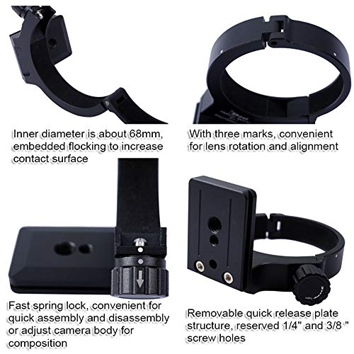 Lens Collar Support Tripod Mount Ring for Nikon RT-1 Nikkor AF-S 300mm F/4E PF ED VR and AF-S 70-200mm F/4G ED VR-Bottom Quick Release Plate Feature Compatible with ARCA-Swiss 39mm Fit Ball Head