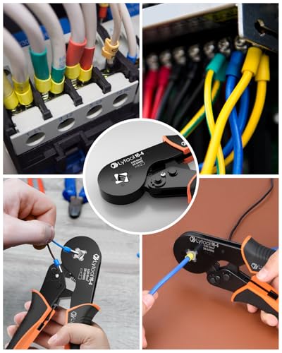 Lytool wire ferrule crimping tool with square ratchet crimper jaws for AWG 28-5 wire end sleeves