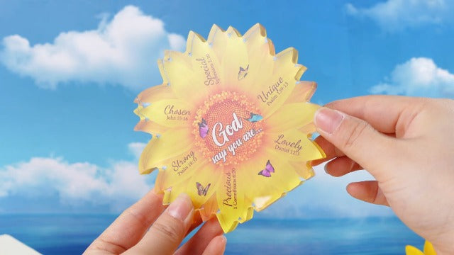 Gerrii Christian Gifts for Women Sunflower Bible Verse Plaque,Cute Flower