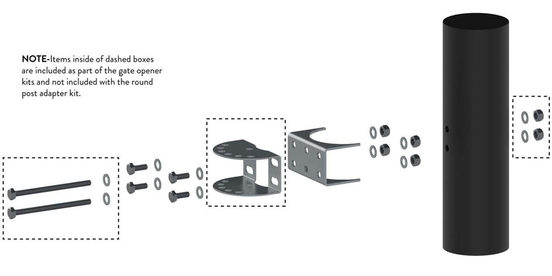 Ghost Controls AX4R Round Post Adapter Brackets to Adapt to 4 inch Round Steel Posts for Automatic Gate Opener Systems