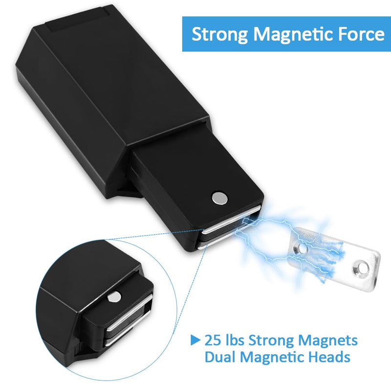 Heavy Duty Push to Open Door Latch, 10 Pack Black Magnetic Push Latches, Hidden Push Touch Latch Hardware for Push to Open Cabinet, Magnetic Door Catch for Drawer Wardrobe Door