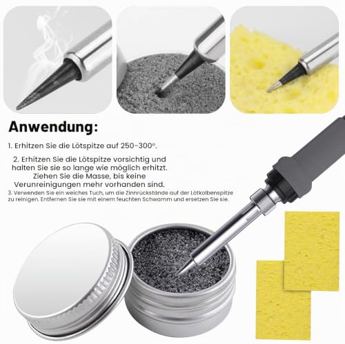 900M-T Soldering Tips, Pack of 12 Soldering Iron Tips & Soldering Tip Cleaner | Ersatzlötspitzen für Lötstationen, Bleifreie Lötkolben Lötspitze für Lötpistole, Lötstation & Schweißen, Löten (Silber)