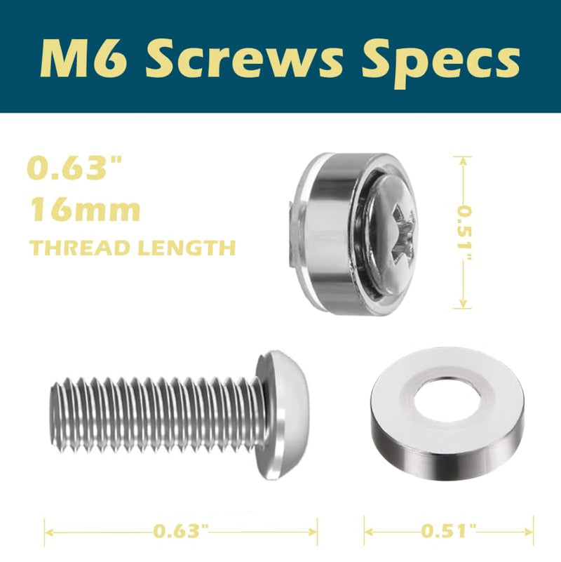 [Australia - AusPower] - 50 Pack M6 Rack Mount Cage Nuts, Screws and Washers w/Insertion and Removal Tool for Rack Mount Server Cabinet, Server Shelves, Routers, Patch Panel, Cable Ties (Cage Nut/Screw+Tool Silver) Cage Nut/Screw+Tool Silver 