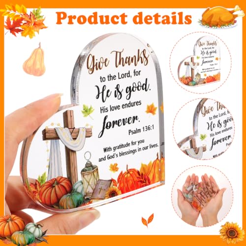 HOWAF Thanksgiving Fall Religious Decor Acrylic Heart Sign