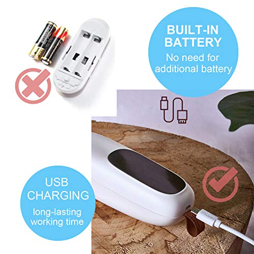 Mini Heat Sealer USB Bag Sealer Machine with Cutter High Security Handheld 2 in 1 Sealer Clips Portable Electric Rechargeable Quick Sealer for Plastic Bags Food Snack Fresh Bag Resealer White