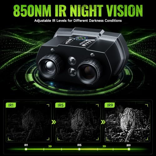Rappet Night Vision Goggles, 4K Night Vision Binoculars for Adults (4.5" HD Screen/5000mAh Battery/4K UHD VIDEO/2952FT Range/32GB TF Card/18X Digital Zoom/Flashlight) for Hunting, Camping, Black