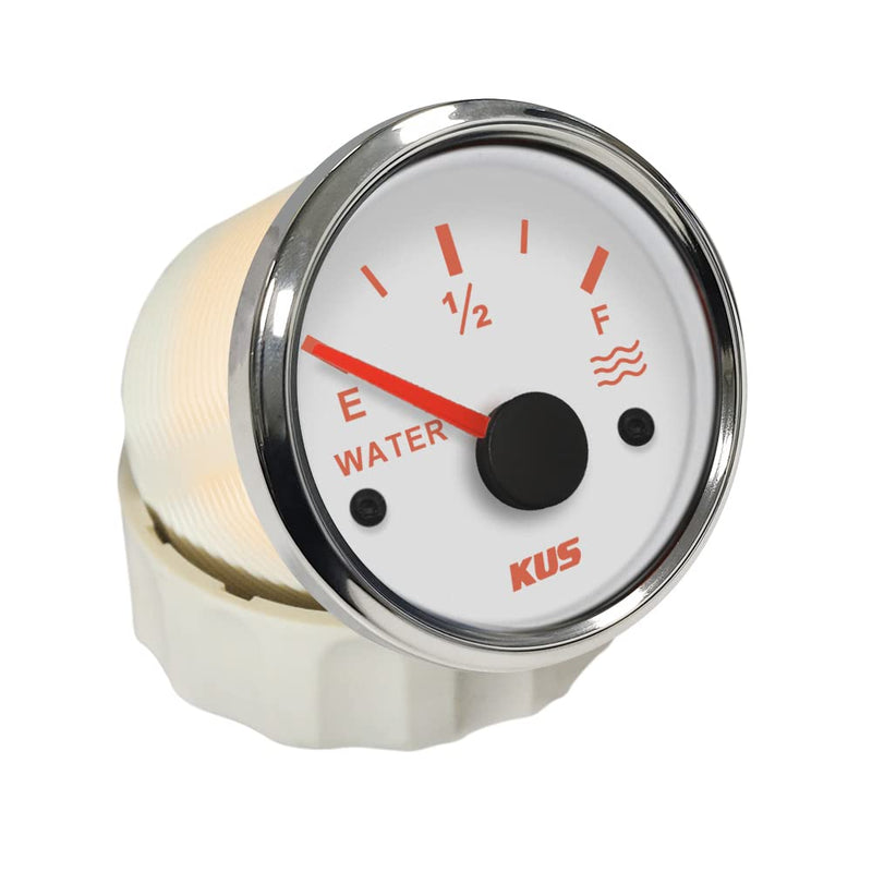 [Australia - AusPower] - Kus Water Level Gauge Meter Indicator 240-33ohm with Backlight 12V/24V 52mm(2") (White+Stainless) White+Stainless 