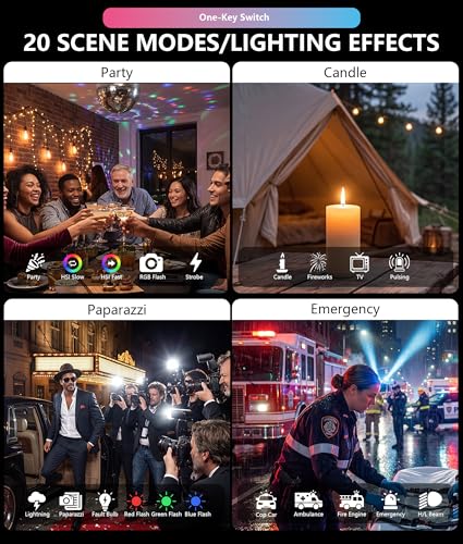 10W Ultra Bright Portable Selfie LED Light,Pocket RGB Camera Light with Phone Clip,Cold Shoe and Magnetic Diffuser for Selfie, vlogging and Photography