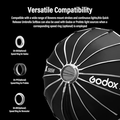 Godox S65W Softbox 65cm/25.6" White Inner Bowens Mount with Diffuser/Carry White-inner Softbox