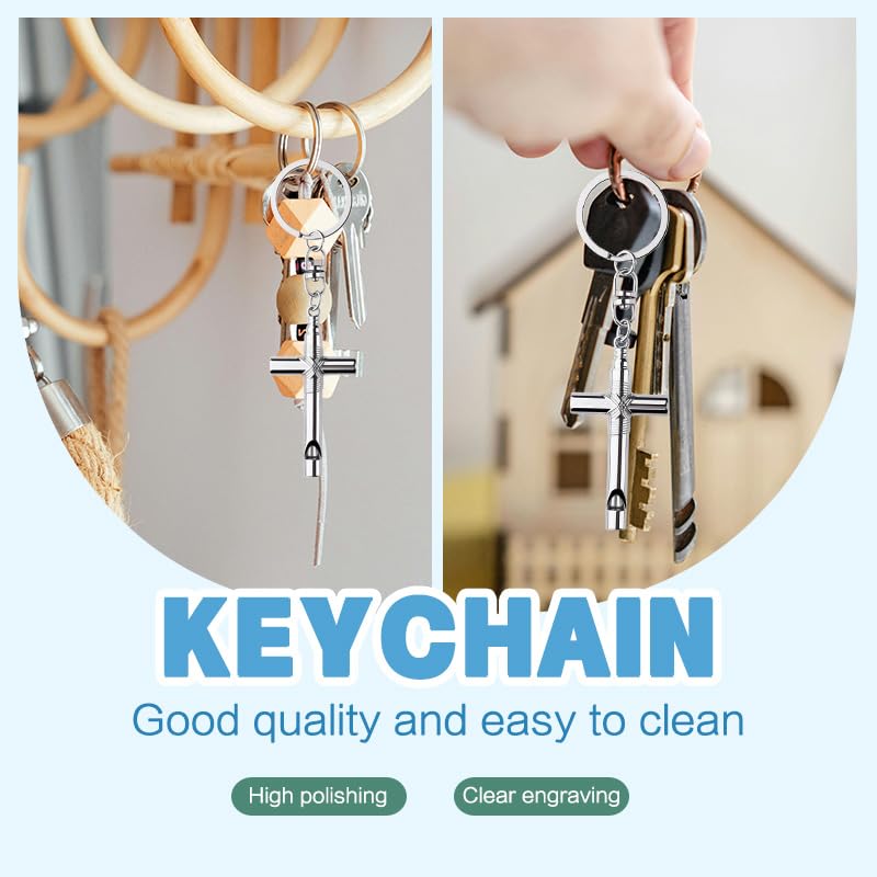 Guqqeuc Christian Birthday Gifts for Christians Women Men Cross Whistle Keyring for Car Keys Bag Survival Emergency Whistle Keyring for Christians Religious Gifts for Daughter Son Christmas Gifts