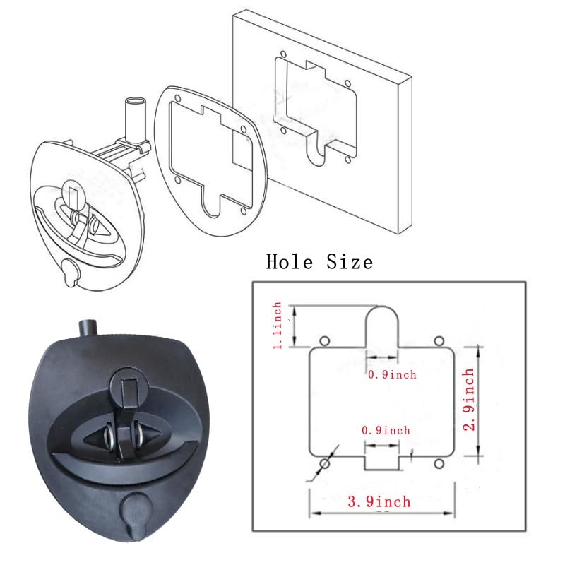 [Australia - AusPower] - Single Point Compression Latch for Underbody Truck Tool Box with Blind Studs, 1pc T-Handle Folding Design with 2 Keys, Replacement Latch for Universal Toolbox Door Locks Truck Boxes Locks 