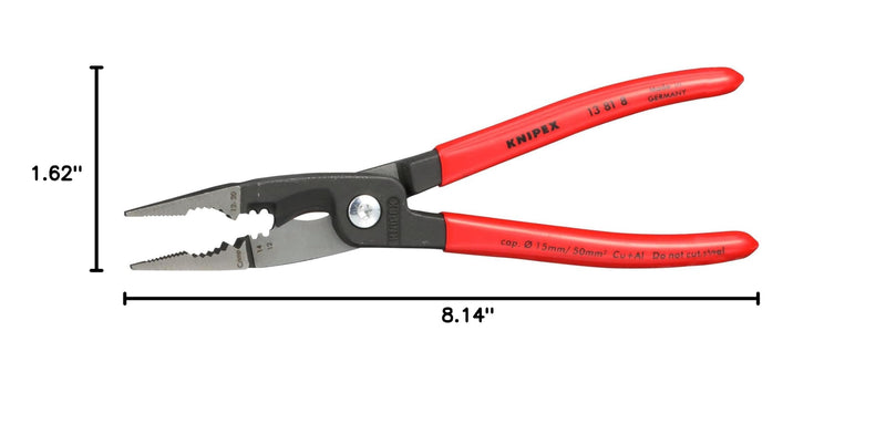 KNIPEX Tools 13 81 8, 6 in 1 Electrical Installation Pliers with Dipped Handle, Red
