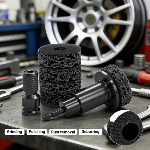 Wheel Hub Cleaning Set Wheel Hub Grinder Set with Sanding Discs | For drills or 1/2 inch impact wrenches | Quick rust removal on wheel bolts and rotors