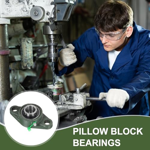 sourcing map UCFL205 Pillow Block Bearings, 25mm Bore Self Alignment, Solid Cast Iron Base, Chrome Steel Flange Mounted Pillow Block Ball Bearing, (ABEC3) UCFL205 (25mm)