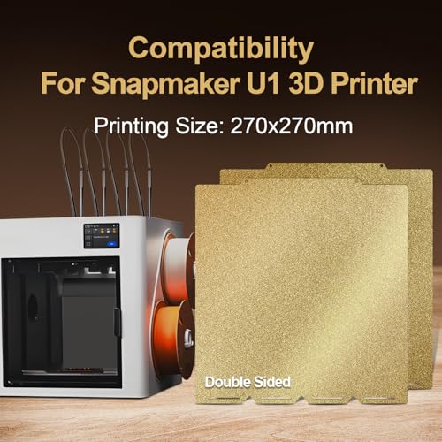 IdeaFormer U1 Textured PEI Build Plate for Snapmaker 270 x 270 mm, Double Sided PEI Printing Plate Spring Steel Print Bed for Snapmaker U1 3D Printer