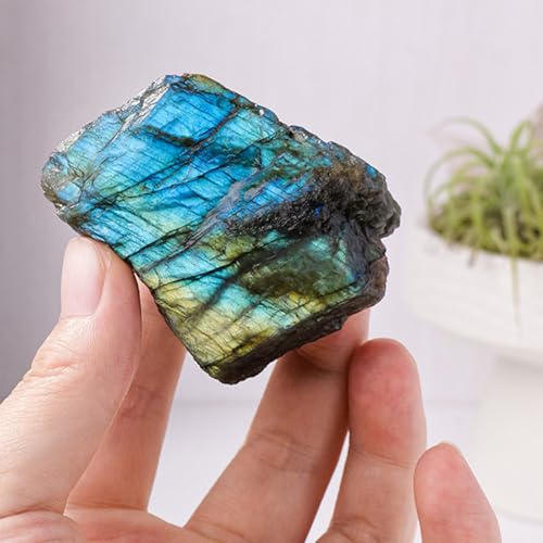 Erliway 1Pc Labradorite Raw Crystal Healing Stone for Tumbling 0.22-0.44 lb