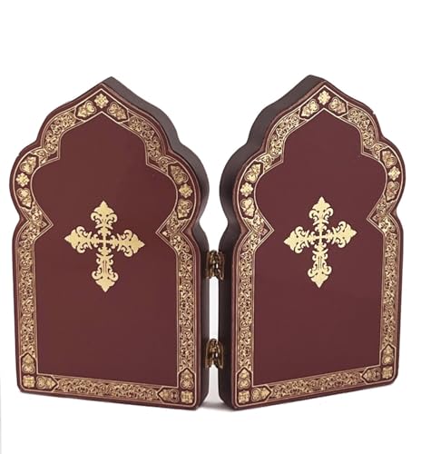 Needzo Jesus Christ Icon Diptych - Christ The Teacher Virgin of Vladimir Orthodox Catholic Icons 4 Inch, Religious Gift, Image of Jesus Christ Byzantine Style Icon