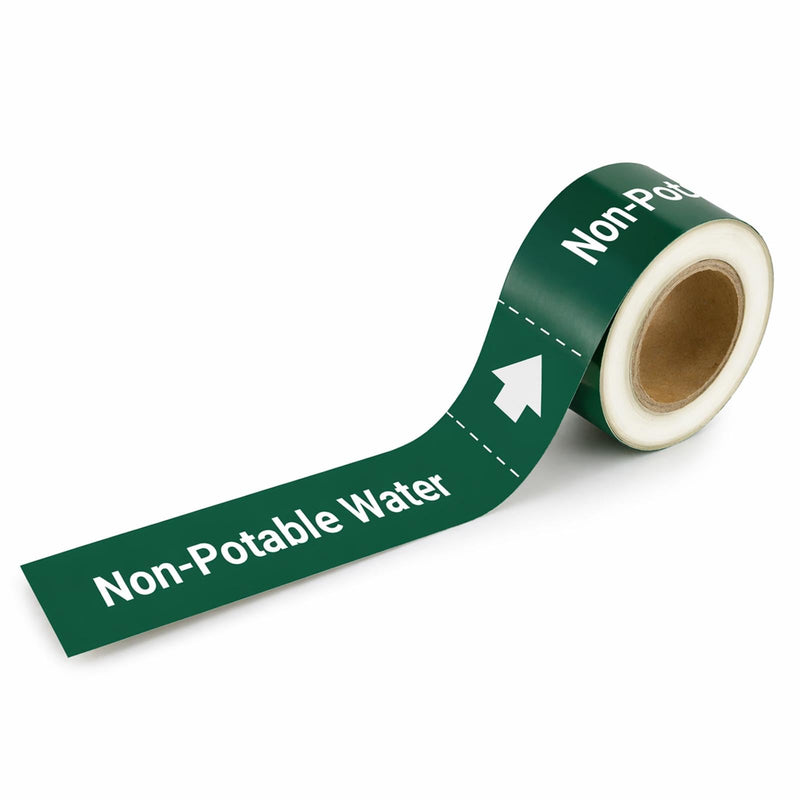 Marine Pipe Markers - Potable Water Safety Labels for Boat, Waterproof Self-Adhesive Pipe Identification Stickers, 1" H x 8" W, 25 Pcs/Roll (Potable Water)