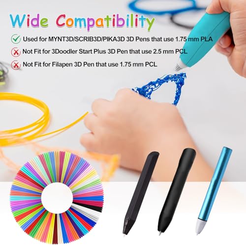 3D Pen Filament Refills, 1.75mm PLA 3D Printing Threads 40 Colours